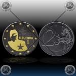 2 EVRO SLOVENIJA  2011 "F. ROZMAN STANE" Black Rhodium + 24k Gold